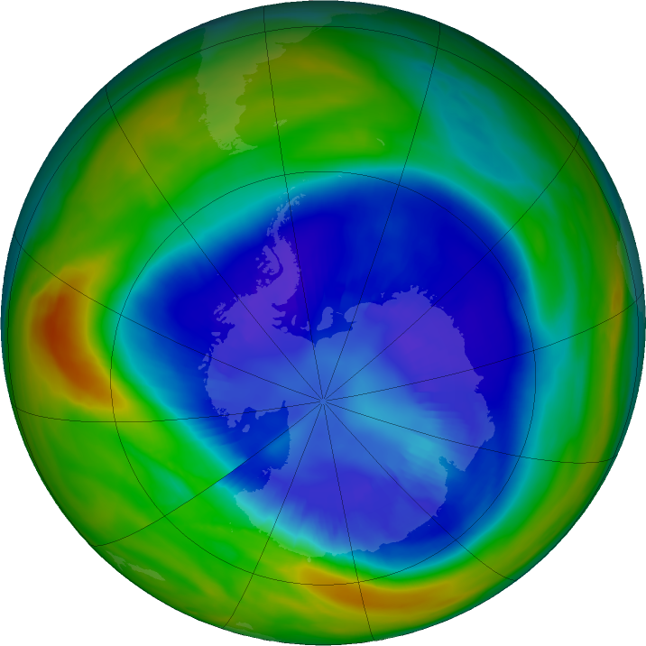 Antarctic ozone map for 05 September 2023